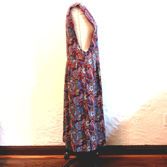 Vintage modest floral pinafore apron dress. Via Sant Andrea. Size 15. Medium. - Picture 4 of 16